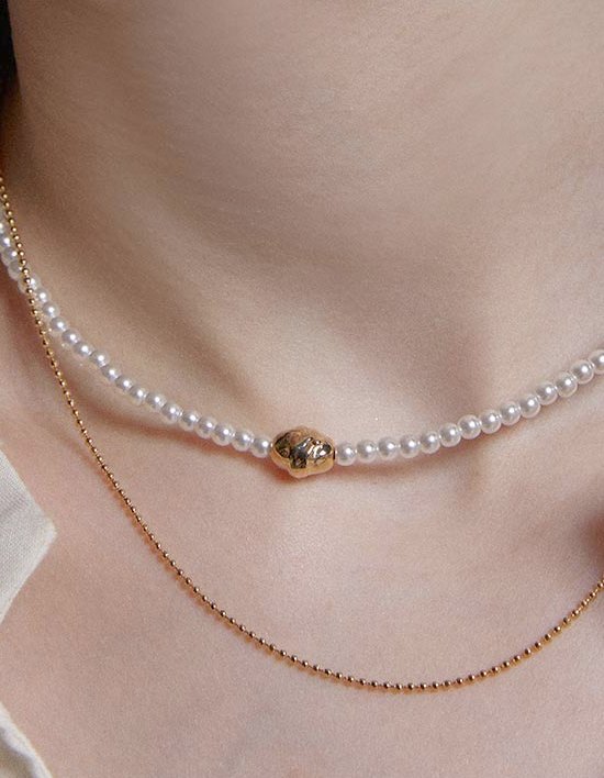 [다나버튼] 코이 펄 레이어드 목걸이 진주