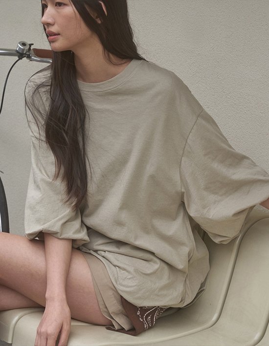 [시그레이트] 벌룬 오버사이즈 티셔츠_베이지