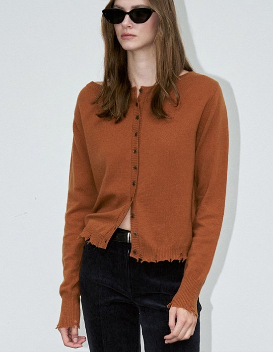 [시그레이트] 캐시 울 프린지 가디건_카멜