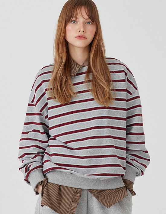 [비트윈에이앤비] 스트라이프 크루넥 스웨트셔츠  2컬러 (택1)