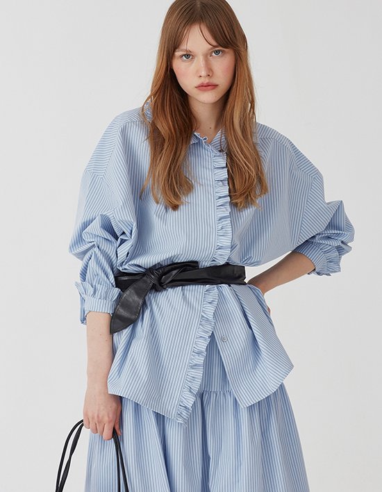 [비트윈에이앤비] 스트라이프 트리밍 오버사이즈 셔츠 2컬러 (택1)