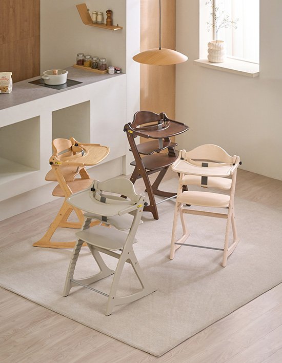 [야마토야] 스쿠스쿠 GL 원목 하이체어 4종+쿠션SET(안전벨트 포함) (택1)