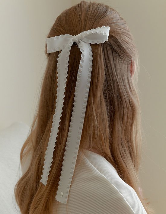 [프리모떼] 롱 프릴 리본 헤어핀 2종 (택1)