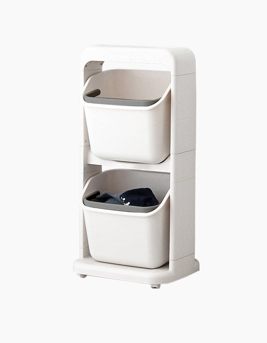 [올리빙] 두툼 스탠드 빨래바구니 2단 2종 (택1)