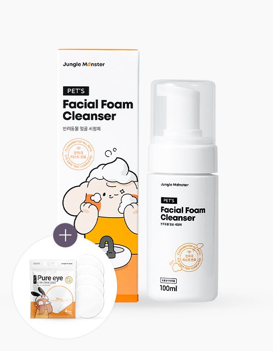 [정글몬스터] 강아지 고양이 얼굴 폼 클렌져+퓨어아이4매입 증정 (100ml)