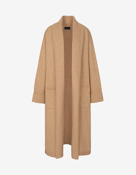 [세컨스킨] 3D 니트 홀가먼트 숄카라 롱 가디건 2종 (택1)