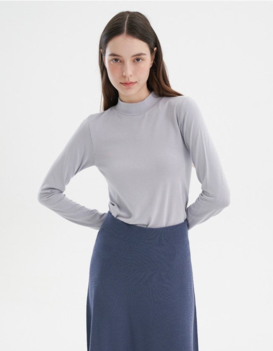 [세컨스킨] 심리스 모달 모크넥 긴팔탑 2종 (택1)