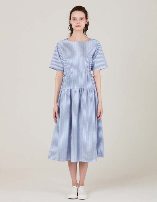 [세컨스킨] 스트라이프 스트링 드레스