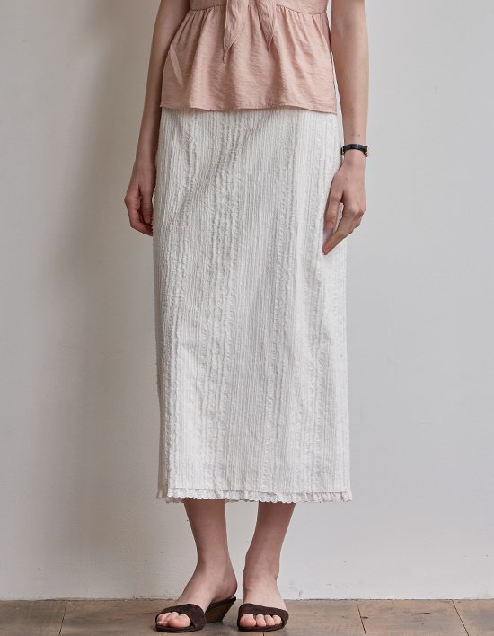 [비뮤즈맨션] 프린지 레이스 프릴스커트 화이트