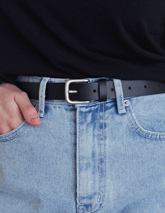 [로에일] 소가죽 스퀘어 벨트 - 블랙