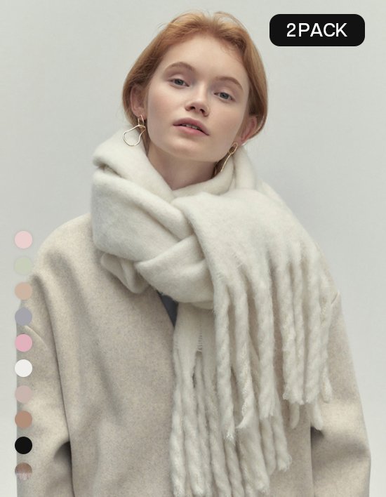 [로에일] (1+1) 퍼스트 라벨 볼드 머플러 - 10컬러