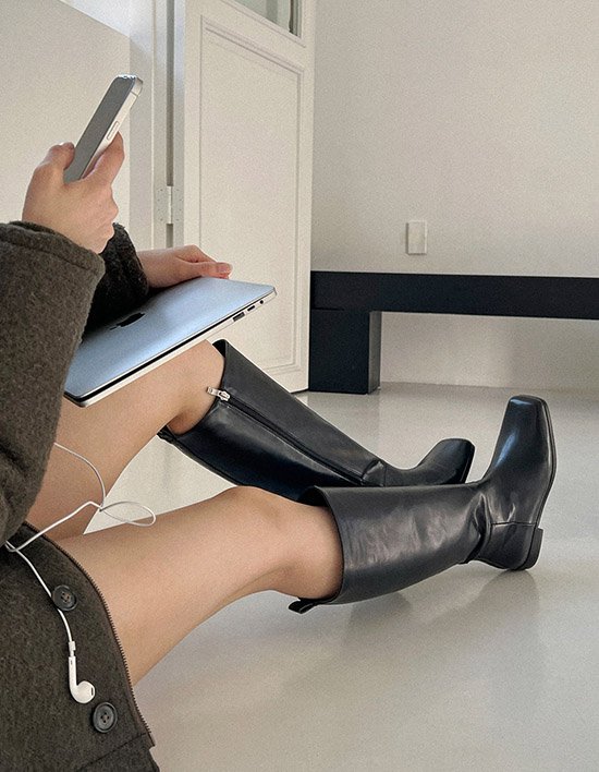 [레이지앤] Monette 컷팅 스퀘어 롱부츠(2.5cm) _ ANL105 I 1종