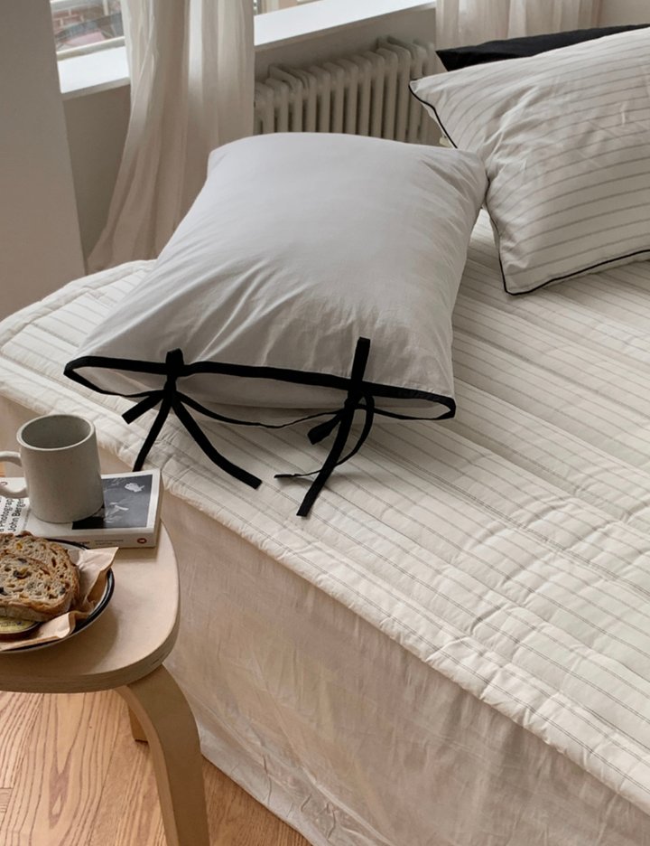 [라튤립] 이안 스트라이프 60수 고밀도 순면 고정밴딩패드 SS/Q 2종 (택1)