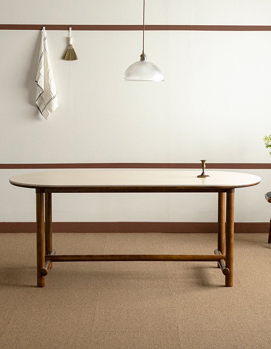 [장미맨숀] 로이 타원형 세라믹 식탁/책상/카페 테이블 1800 (테이블)