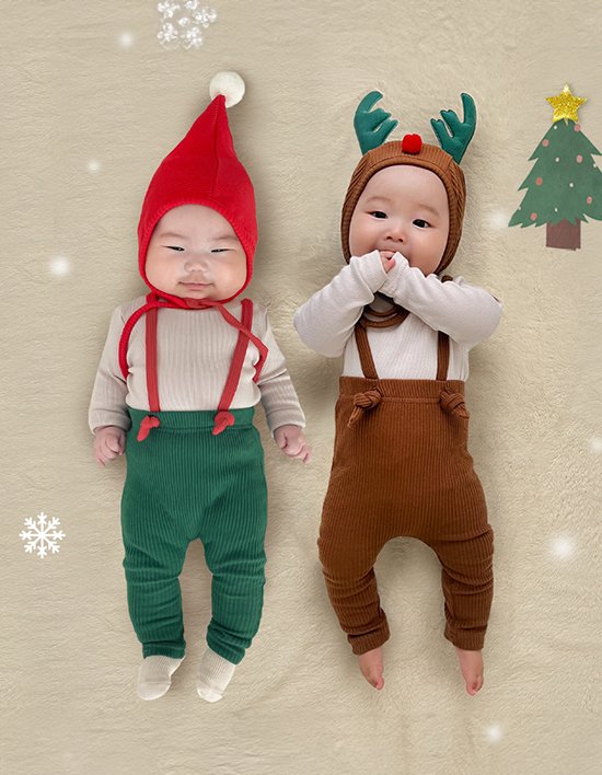 [이키] 산타 루돌프 크리스마스 아기옷 2종세트