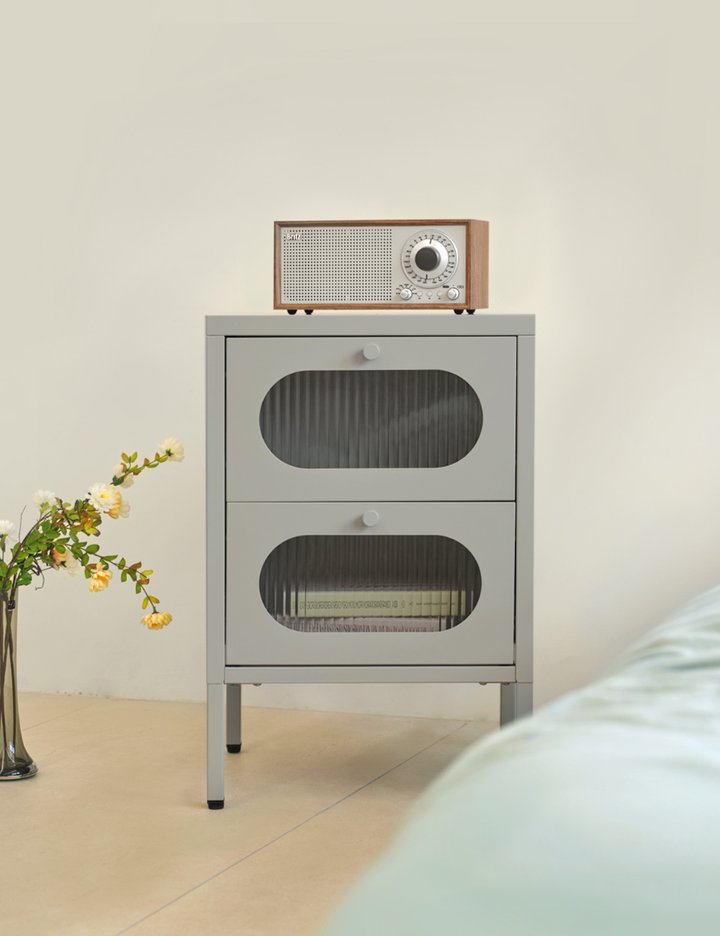 [하우스레시피] 오젠 2단 철제 협탁 3color