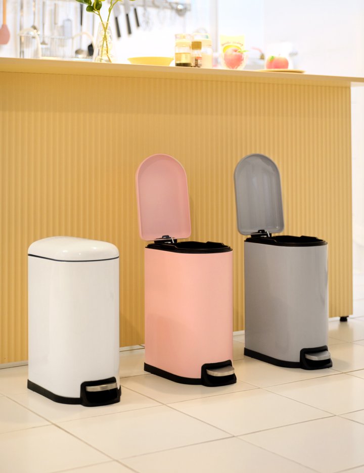 [하우스레시피] 밀리 무소음 페달 휴지통 슬림형 10L 4color