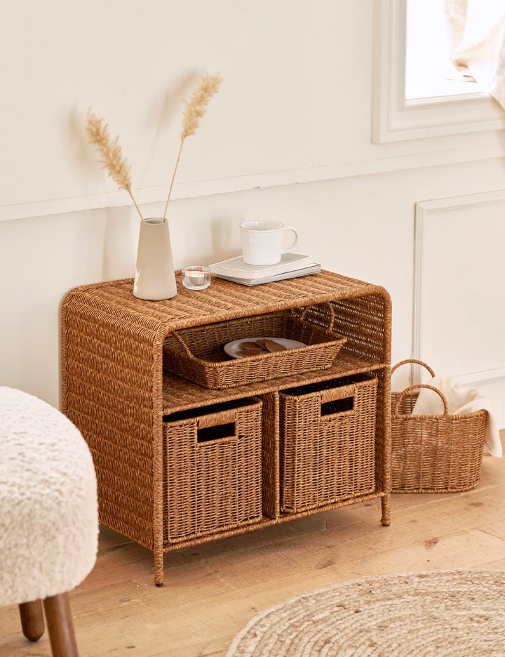 [하우스레시피] PP라탄 1단 수납장 와이드 3color