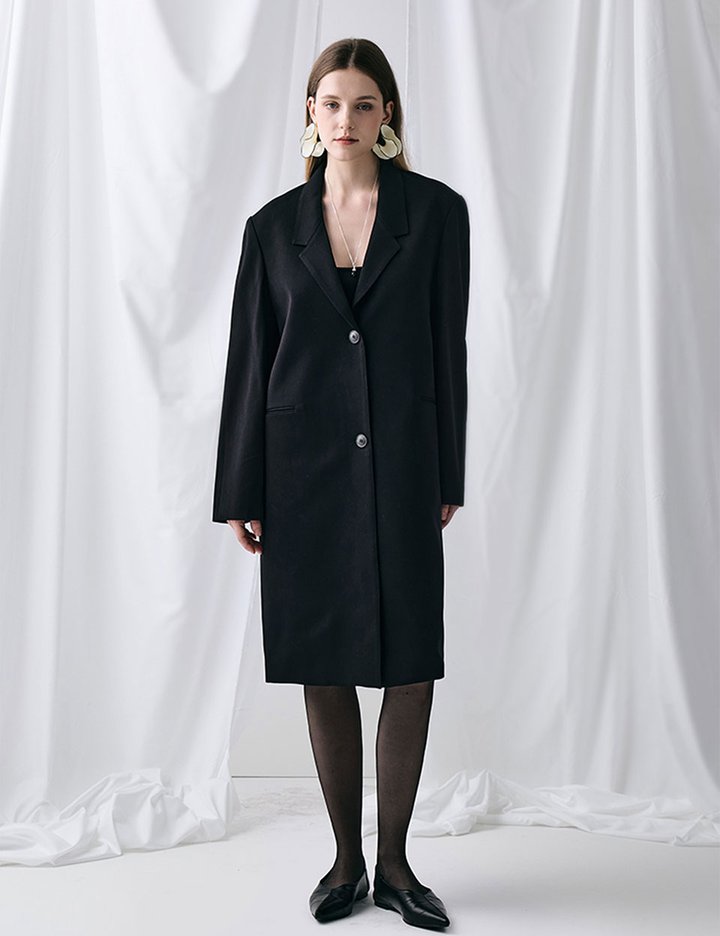 [로르서울]클래식 버튼 울 롱 자켓_CBJK250702