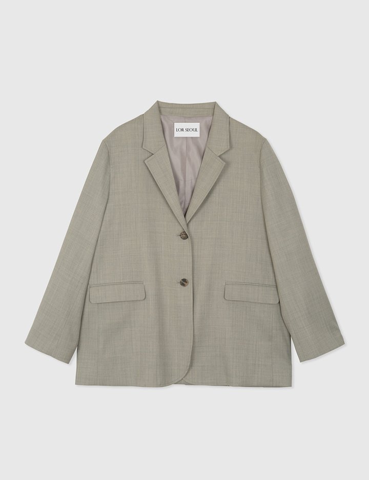 [로르서울]루즈핏 울 카라 체커드 하프 자켓_CBJK250703