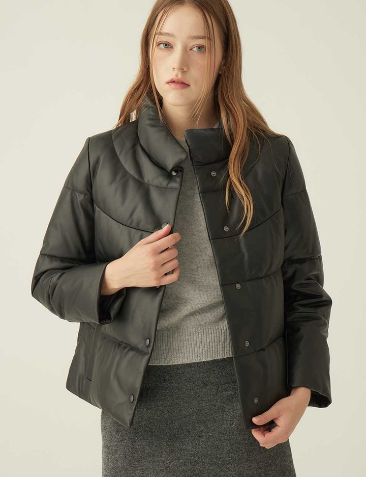 [로르서울]램스킨 퀼팅 구스다운 패딩 자켓_KSPD240801