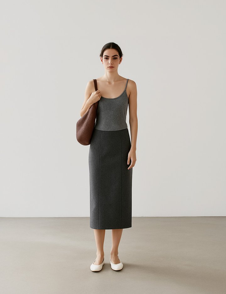 [로르서울]울100 슬림 미디스커트_FVSK250903