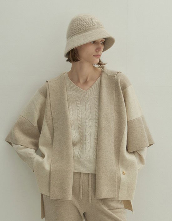 [소에타에르]캐시미어100% 헬레나 후드 가디건_SCK231001