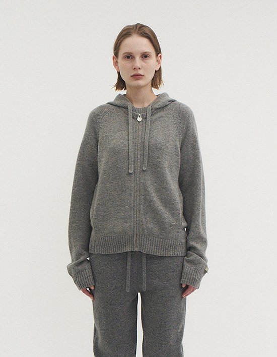 [소에타에르]캐시미어100% 리스 후드 집업 가디건 _SKW241001