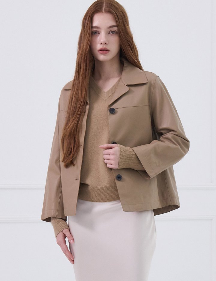 [로르서울]브리티쉬 램스킨 절개 스티치 포인트 레더 자켓_KSJK250104