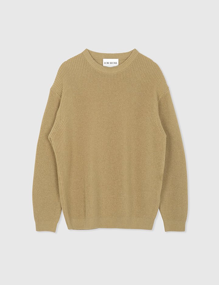 [로르서울]루즈 핏 라운드 넥 와플 니트_CBKT250702