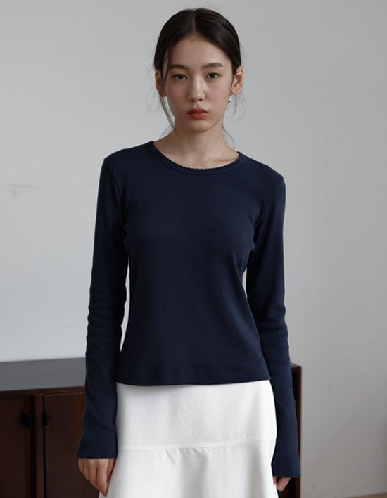 [38컴온커먼] 포인텔 슬림 코튼 티 (네이비)