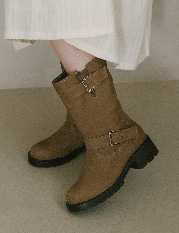 [지쎄] 천연가죽 세디 버클 미들부츠 GIS-44284 3종 (택1)