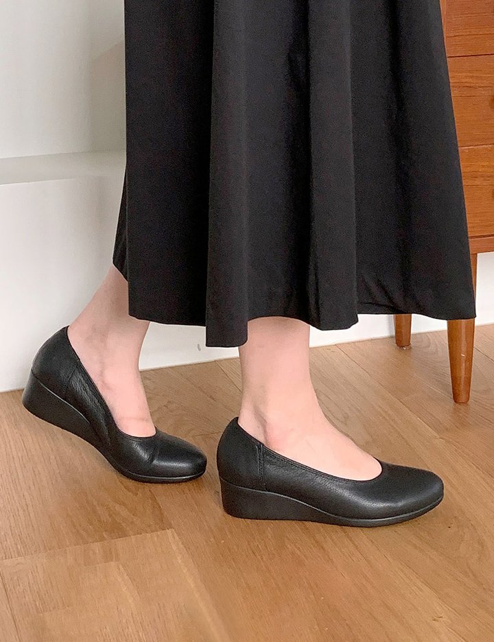 [지쎄] 천연가죽 마일 웨지 펌프스 GIS-21252 2종 (택1)