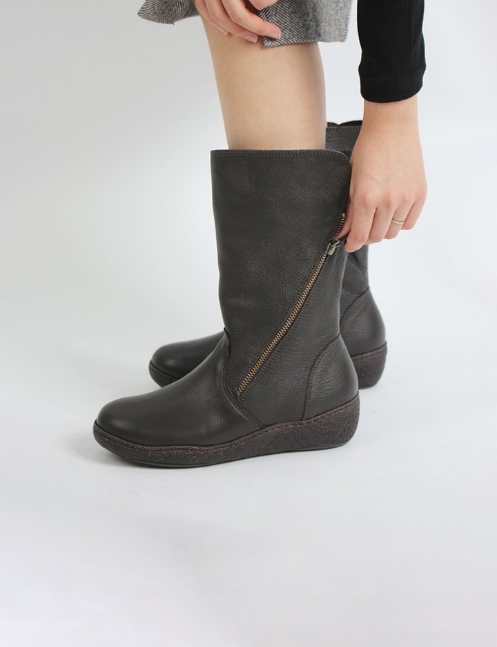 [지쎄] 천연가죽 커브 미들 털부츠 GIS-44288 2종 (택1)