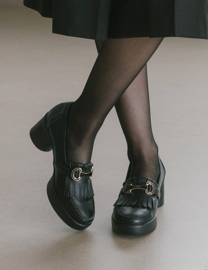 [지쎄] 천연가죽 제나 버클 태슬 로퍼 펌프스 GIS-45283 1종 (택1)