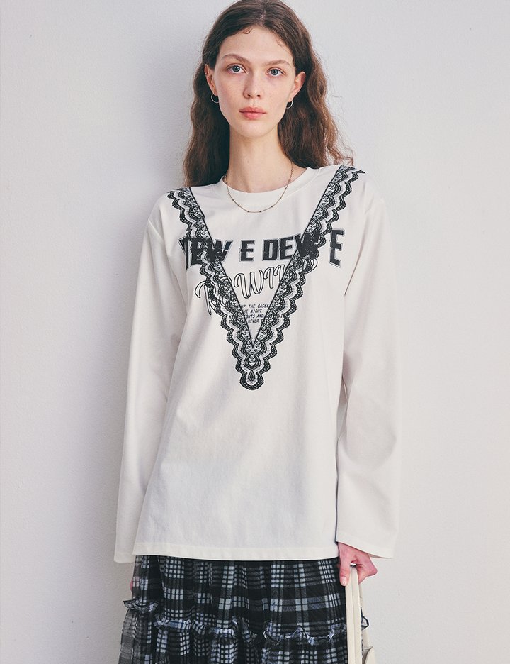 [듀이듀이] 브이 레이스 티_화이트