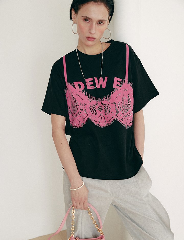 [듀이듀이] 뷔스티에 프린트 탑_블랙