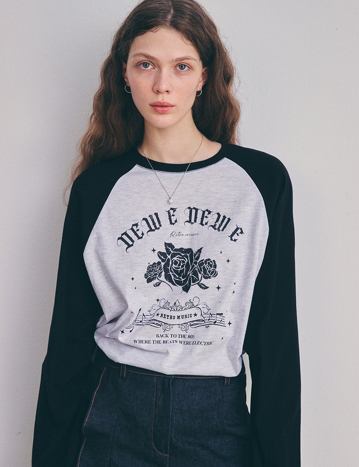 [듀이듀이] 로즈 래글런 탑_블랙