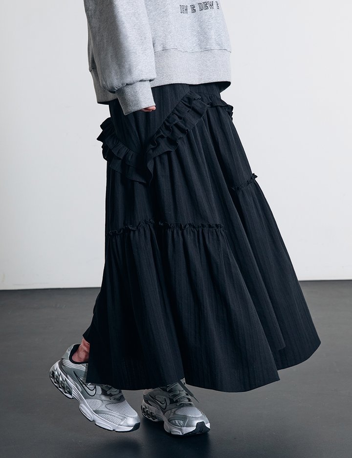 [듀이듀이] 커팅 스커트_블랙