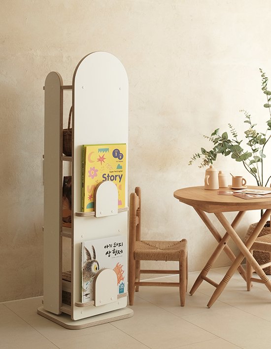 [란가구] 컴팩트 3단 회전책장 라운드 6종 (택1)
