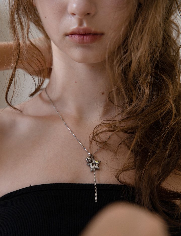 [메리모티브] 빈티지 별 포인트 바 체인 목걸이 (Free)