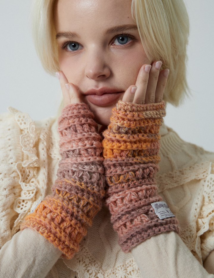 [메리모티브] 울 헤어리 믹스 컬러 핸드워머 (Peach brown) (단품)