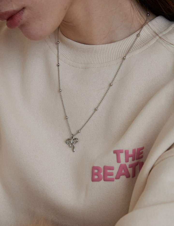 [메리모티브] 리본 팬던트 볼 체인 써지컬 목걸이 (단품)