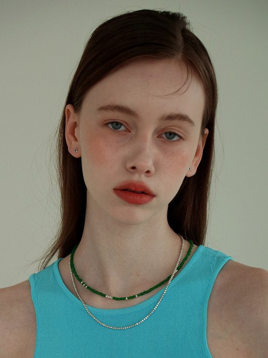 [레스이즈모어] 그린 비즈 목걸이 (one size)