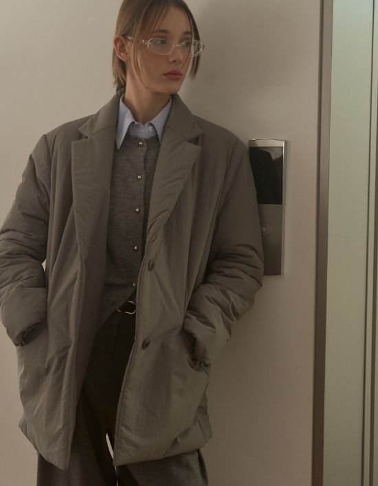 [오쿠카] 테일러드 패딩 자켓 - 그레이 (FREE)