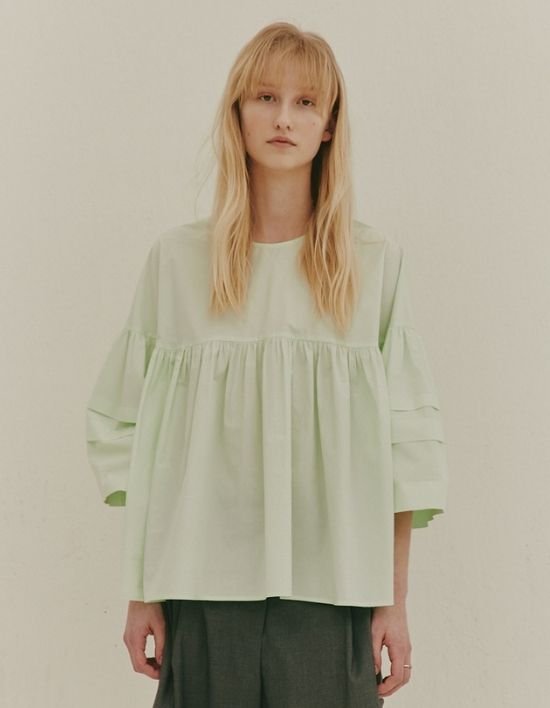 [오쿠카] 플레어 오버핏 블라우스 - 민트 (FREE)