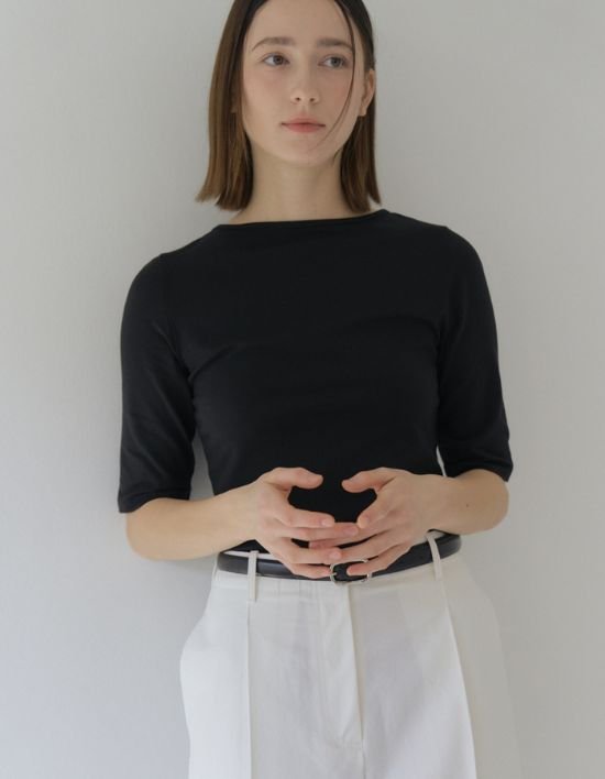 [오쿠카] (리뉴얼) 코튼 & 모달 심플 탑 - 블랙 (FREE)