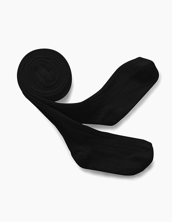 [꼴레지앙] 루이즈 베이직 골지 유아동 스타킹 - 카본블랙