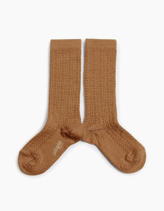 [꼴레지앙] 아델 울 반스타킹 무릎 양말 - 카라멜