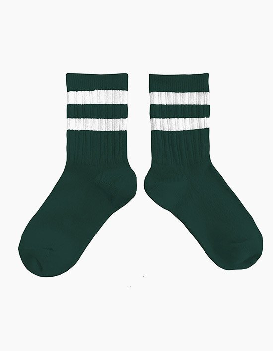 [꼴레지앙] 니코 스트라이프 유아동 양말 - 딥그린